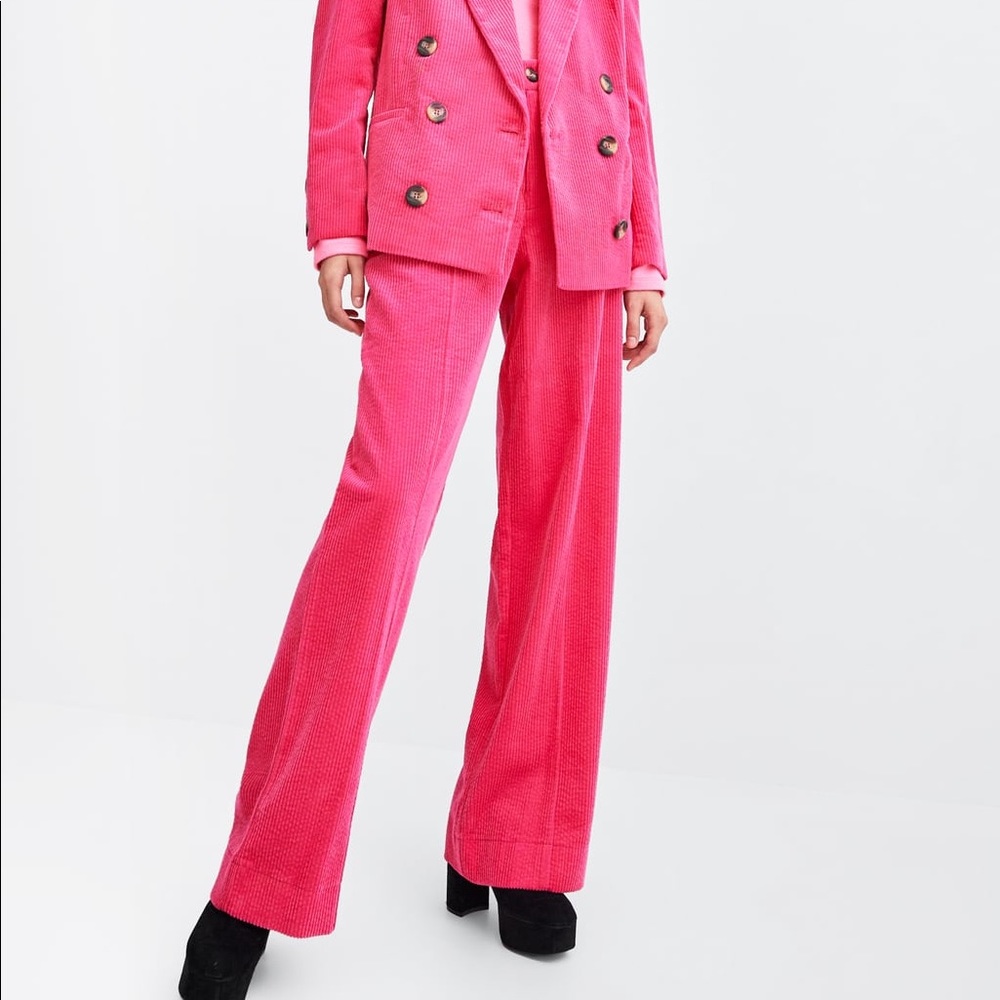 Zara Hot Pink Corduroy Trousers